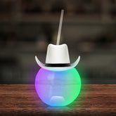LED White Cowboy Hat 20 oz. Ball Cup with Straw